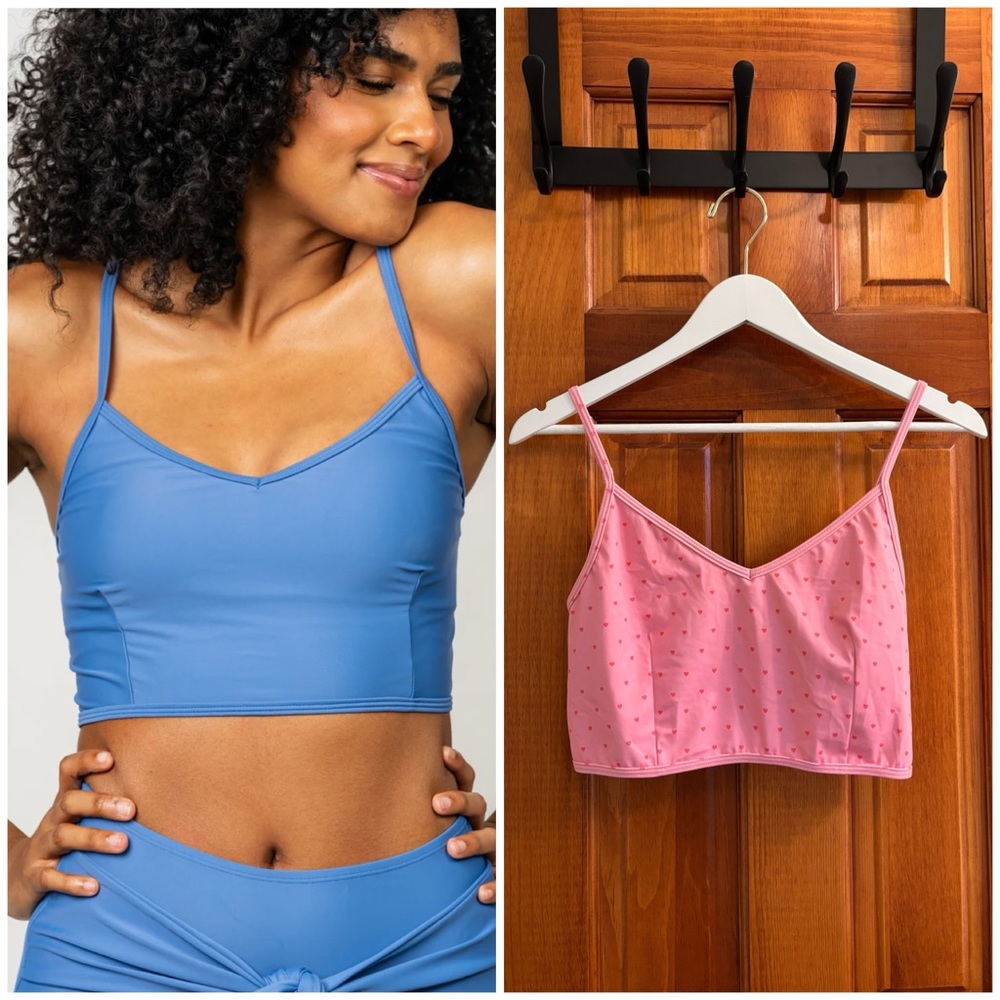 Kortni Jeane Pink Hearts V’d Crop Top - Medium